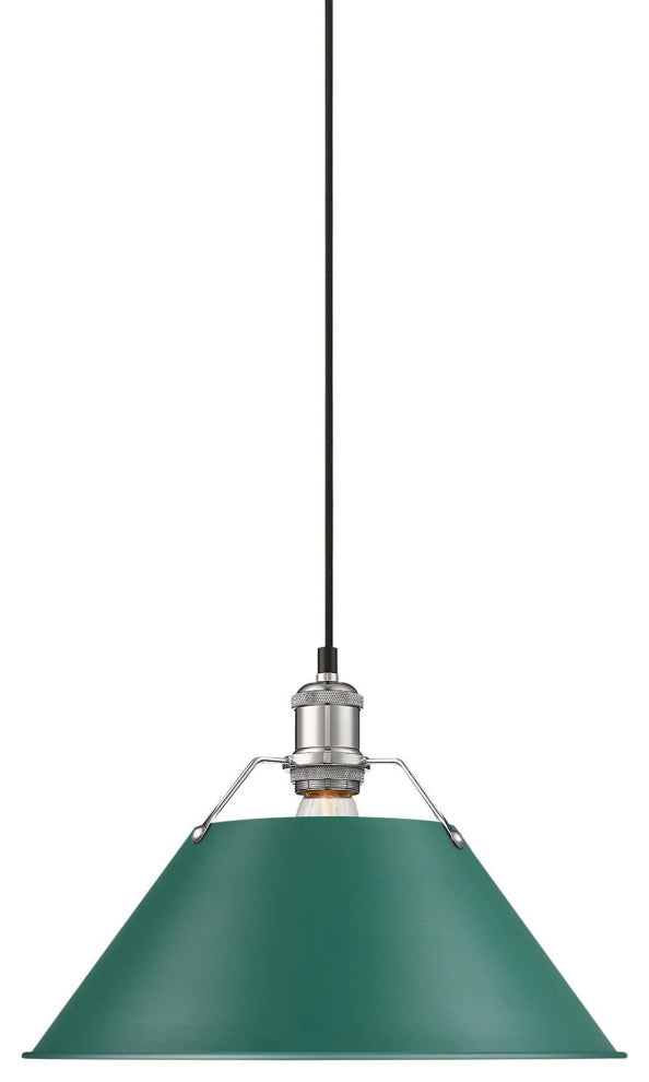 Golden Lighting 3306-L CH Orwell 14"W Pendant - Chrome / Pine Green Shades