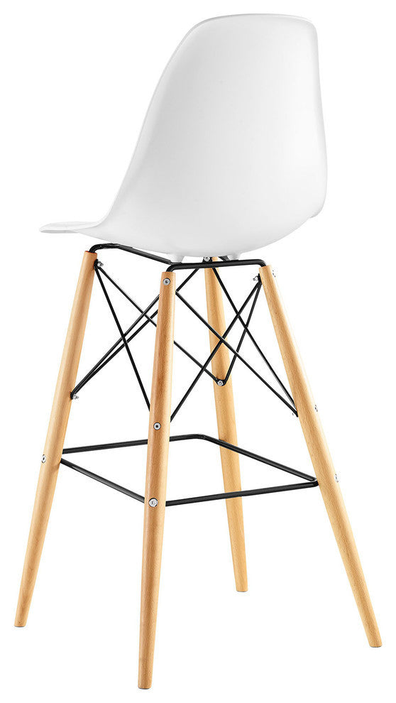 Modern Contemporary Bar Stool, White, Plastic, Steel