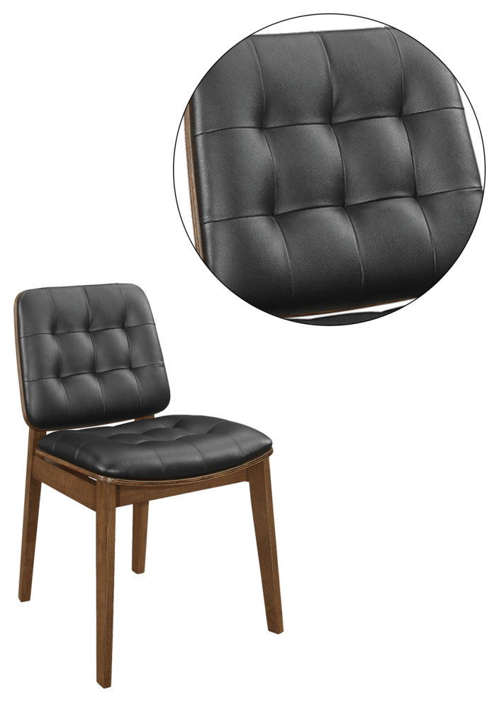 Set of 2 Side Chairs, Natural Walnut and Black