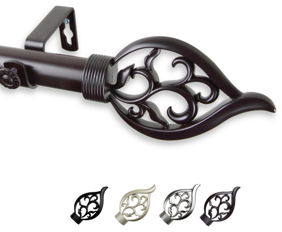 Clair 1" Curtain Rod, Mahogany, 160-240"