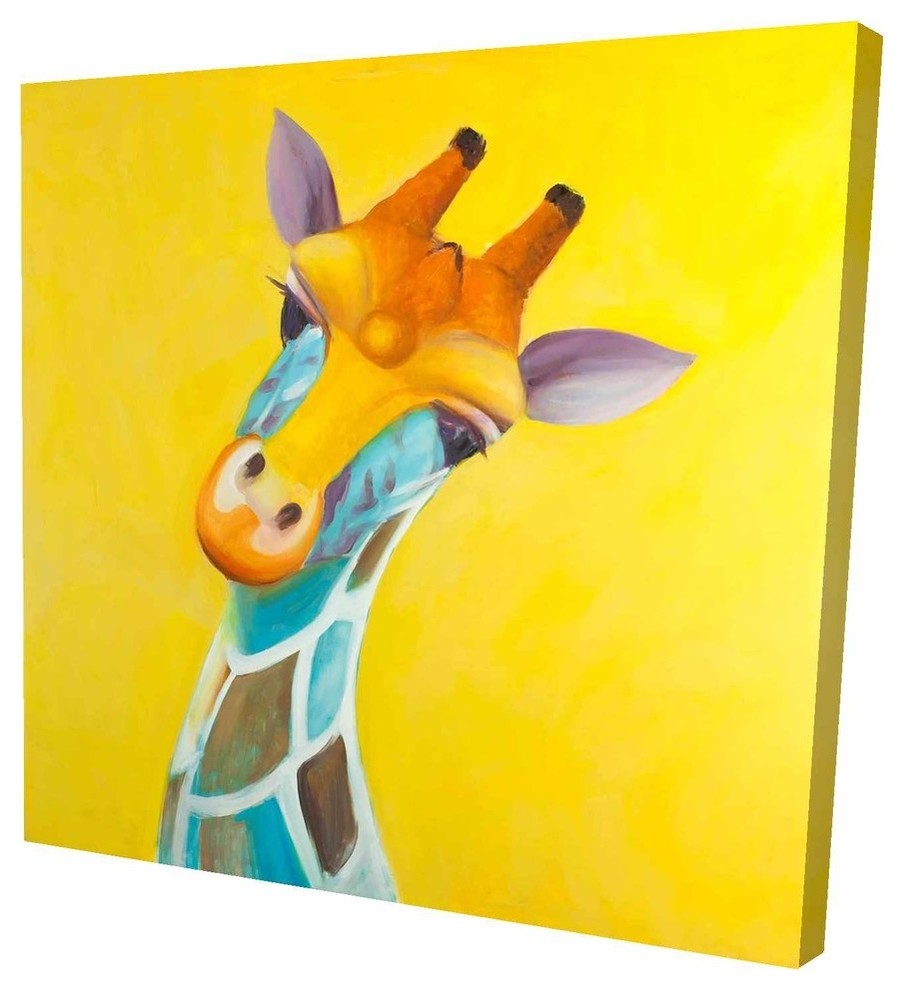 Colorful Giraffe, Fine Art Gallery Wrapped Canvas, 24"x24"