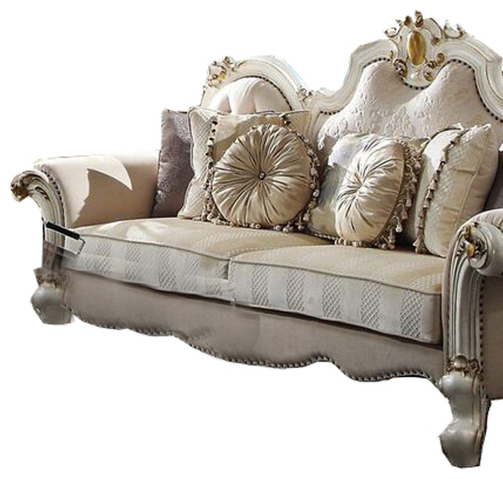 Benzara BM215004 'Scrolled Back Sofa With Rolled Arms, Antique White
