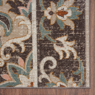 Rustic Transitional Medallion Woven Indoor Outdoor Rug, 5'3"x7'10"