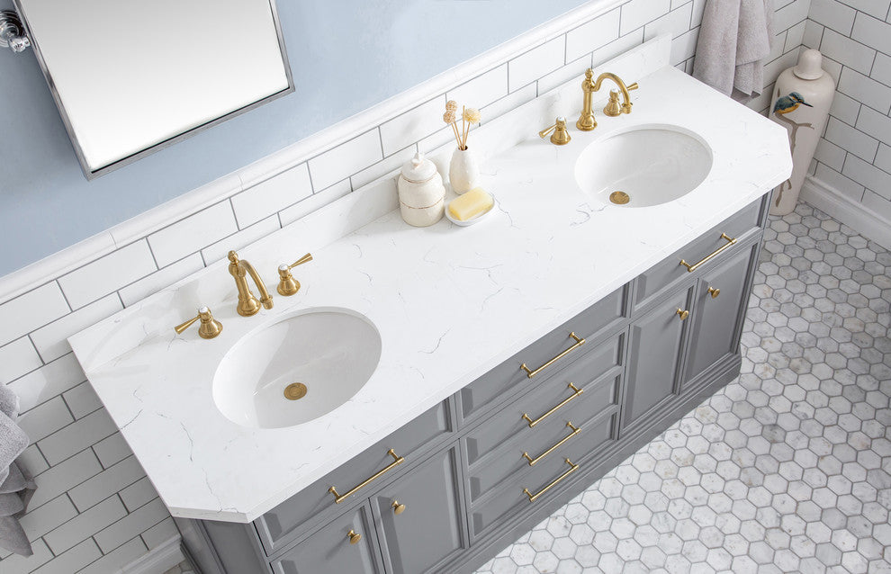 72" Palace Collection With Hardware, Satin Brass Finish, Cashmere Gray, F2-0012