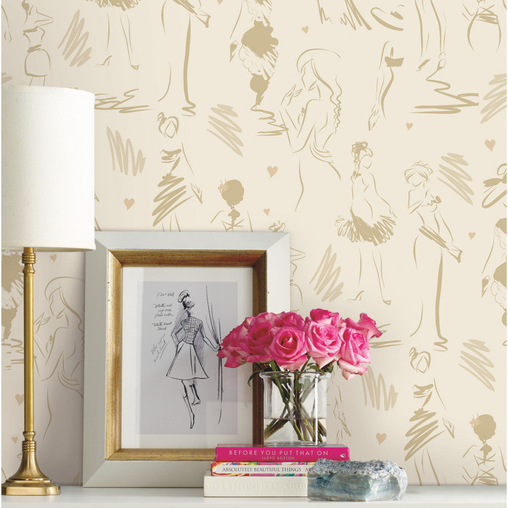 Glamour Peel and Stick Wallpaper, Beige