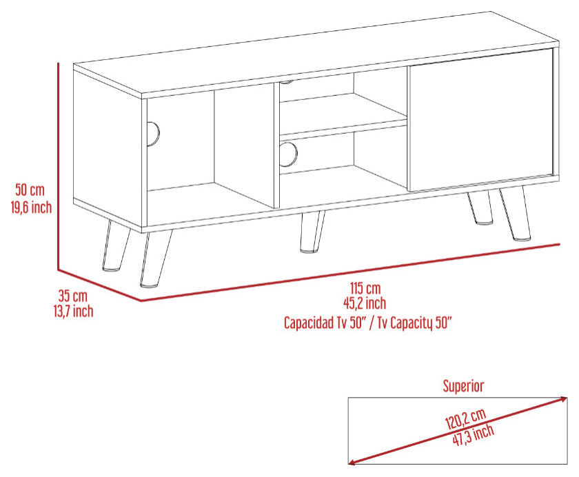 Tampa 2 Piece Living Room Set, TV Stand and Coffee Table, Black/Espresso