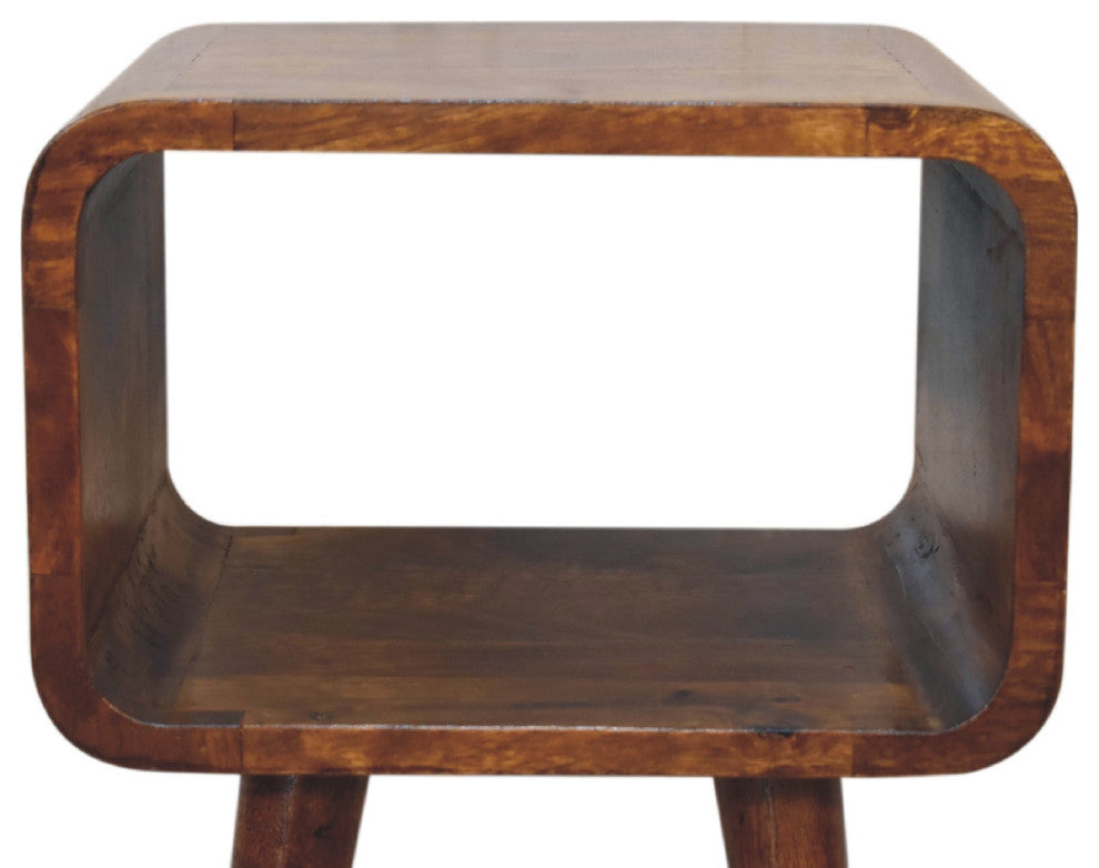 Mini Chestnut Curved Open Nightstand