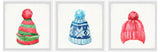 Winter Hats Triptych, 3-Piece Set, 32x32