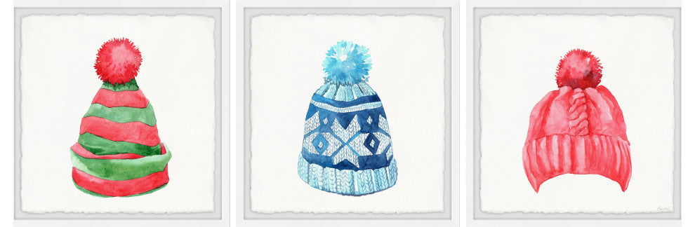 Winter Hats Triptych, 3-Piece Set, 32x32