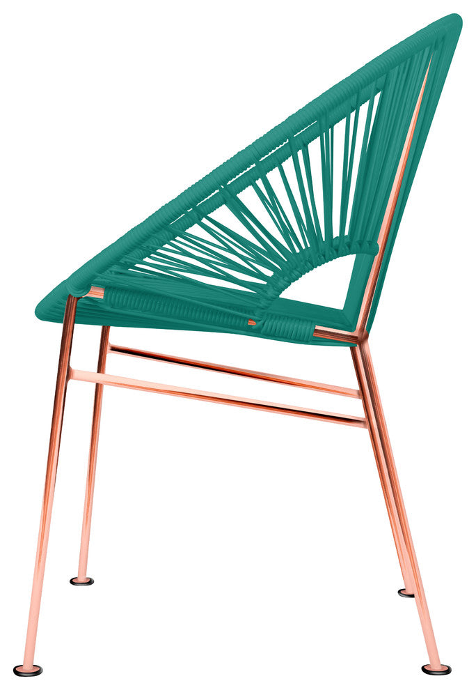 Concha Indoor/Outdoor Handmade Dining Chair, Turquoise Weave, Copper Frame