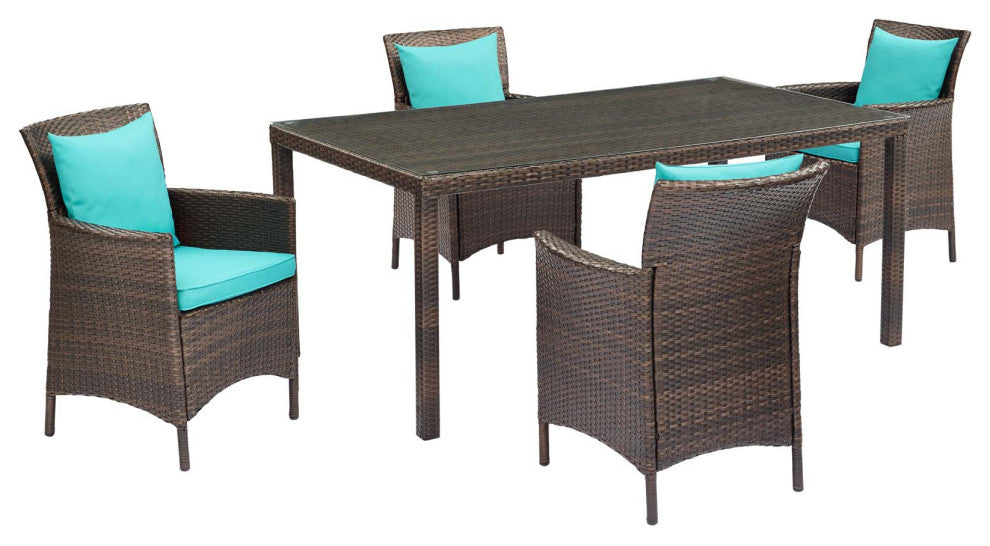 Conduit 5 Piece Outdoor Patio Wicker Rattan Set