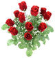 12 Stems Artificial Velvet Rose Buds Bush Decoration Arrangement, Red