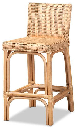Athena Modern Natural Finished Rattan Counter Stool