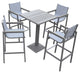 Marina Outdoor Patio Set Gray Finish and Gray Wood Top, Table With 4 Barstools