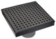 HEATGENE Square Shower Drain With Flat Cover, Matt Black, 6"