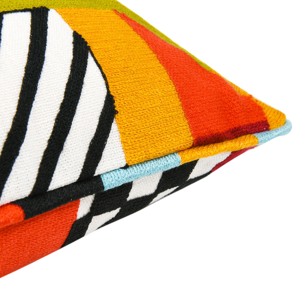 La Broderie 20" Square Embroidered Accent Throw Pillow, Colorpop Multicolored