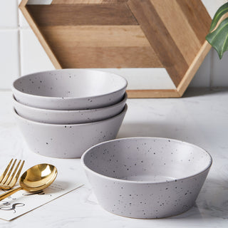 Stone Lain Jade Stoneware 32 Piece Dinnerware Set, Light Gray