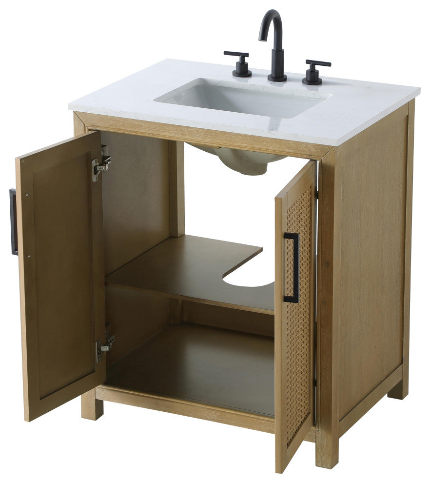 Home Living 30" Single Bathroom Vanity, Linen Oak