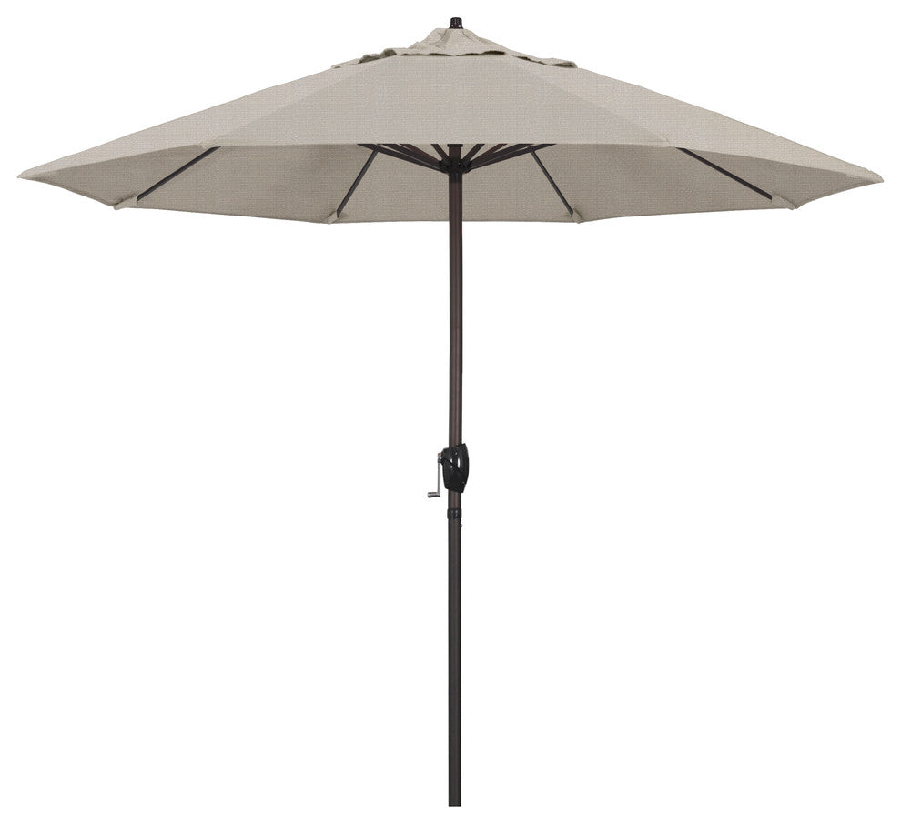 9' Bronze Auto-tilt Crank Lift Aluminum Umbrella, Olefin, Woven Granite