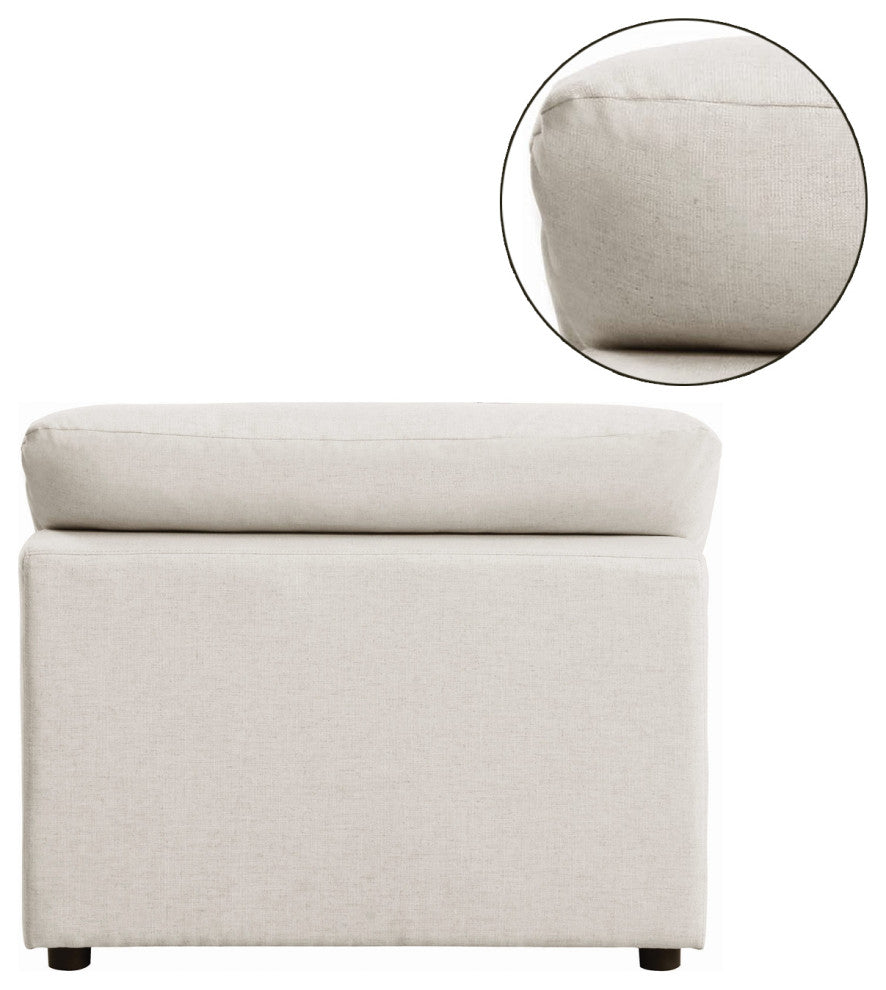 Upholstered Armless Chair, Beige Finish