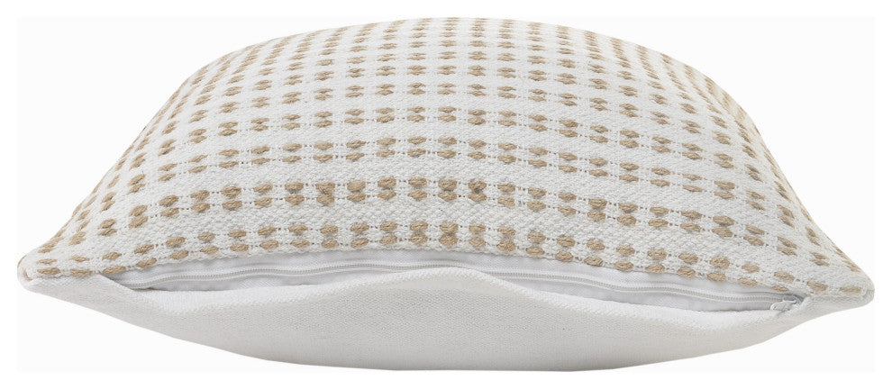 Ivory and Jute Interwoven Throw Pillow