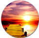 Burning Sunset In Blue Sky, Seascape Photo Round Metal Wall Art, 11"