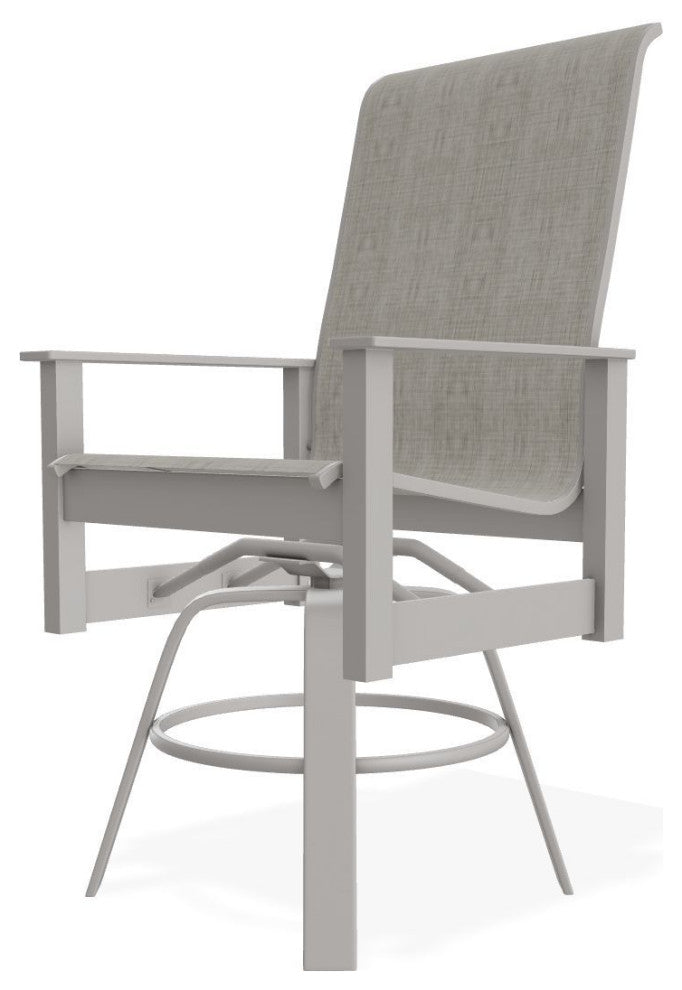 Leeward Sling Balcony Height Outdoor Swivel Armchair, Smoke/Warm Gray