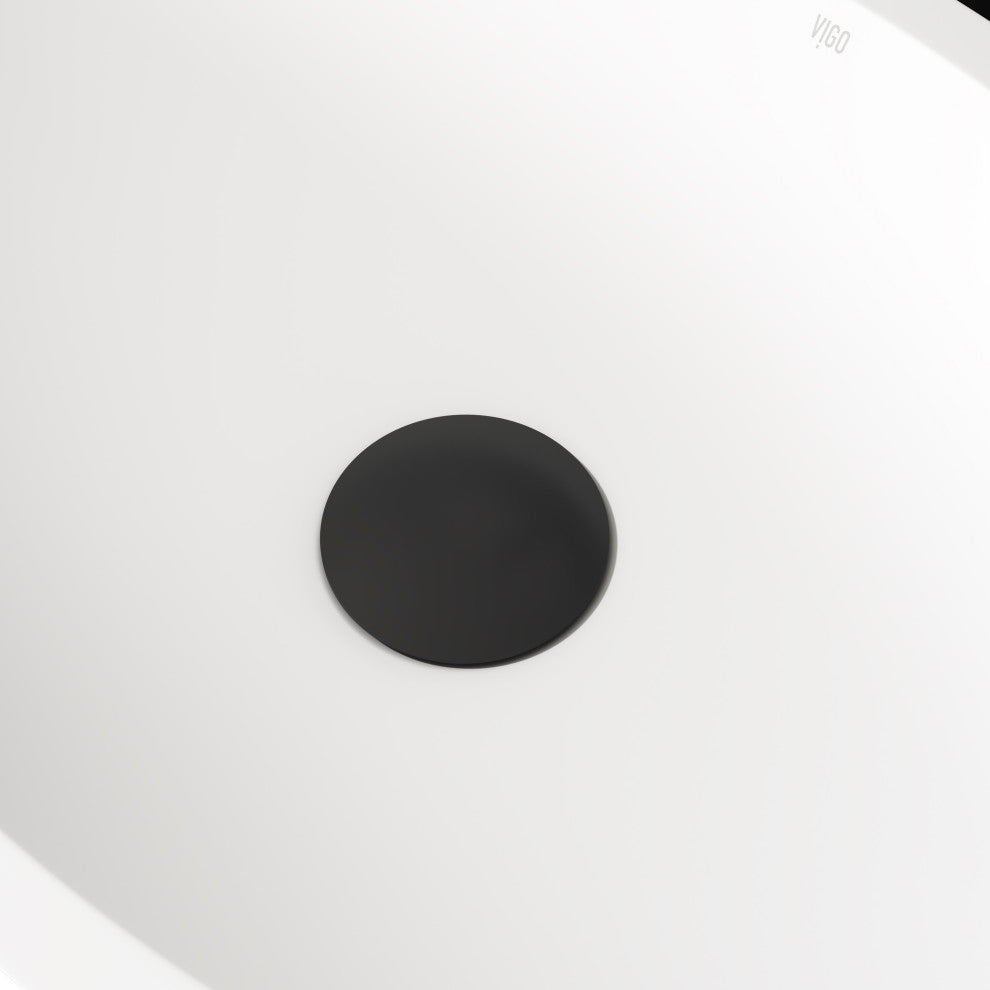 VIGO 1.75" W Bathroom Sink Pop-Up Drain, Matte Black, Without Overflow, Vessel, With Mounting Ring