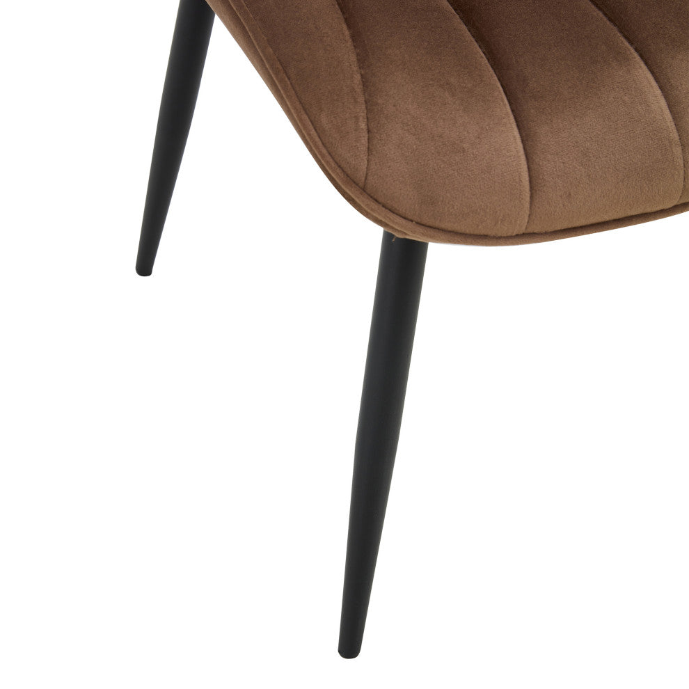 20 in.W Indoor Velvet 4 Dining Chairs with Cushions and Coated Legs, Brown