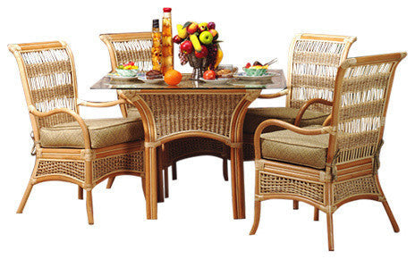 Spice Island 5-Piece Dining Set, Premium, Kanvastex White