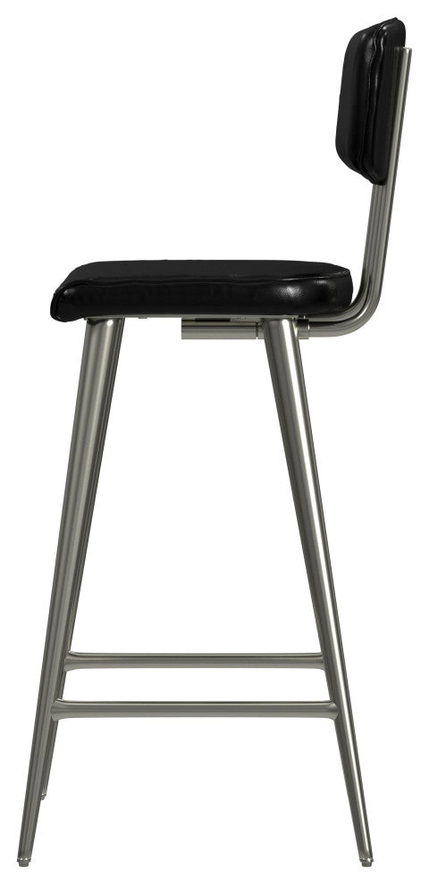 Saddle Leather Rectangular 26" Counter Stool, Black