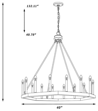 16-Light Octagonal Chandelier, California Walnut/Classic Black