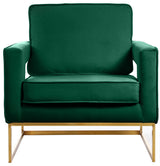 Noah Velvet Upholstered Accent Chair, Green, Gold Base