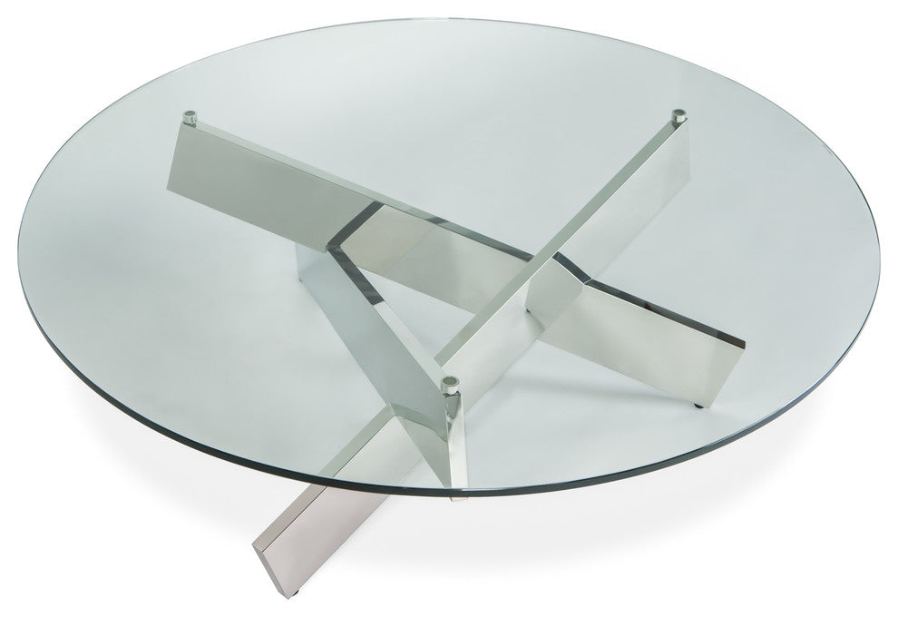 Bella Round Coffee Table, Polished Stainless Steel