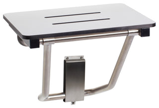 18" x 15" White Folding Wall Mount Shower Seat Bench, ADA Compliant