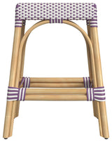 Robias Rectangular Rattan 24.5" Counter Stool, White and Purple