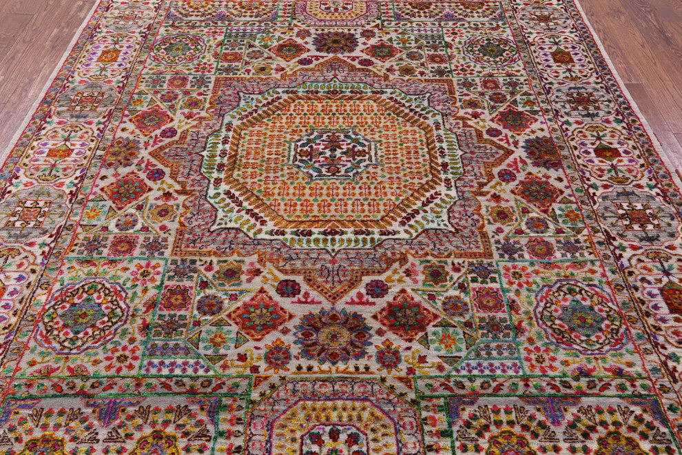 Wool & Silk Mamluk Handmade Rug 7' 9" X 9' 10" - Q13726