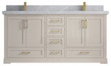 Boston 72" Double Sink Bath Vanity in Fine Grain 2" Pearl Gray