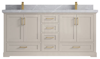 Boston 72" Double Sink Bath Vanity in Fine Grain 2" Pearl Gray
