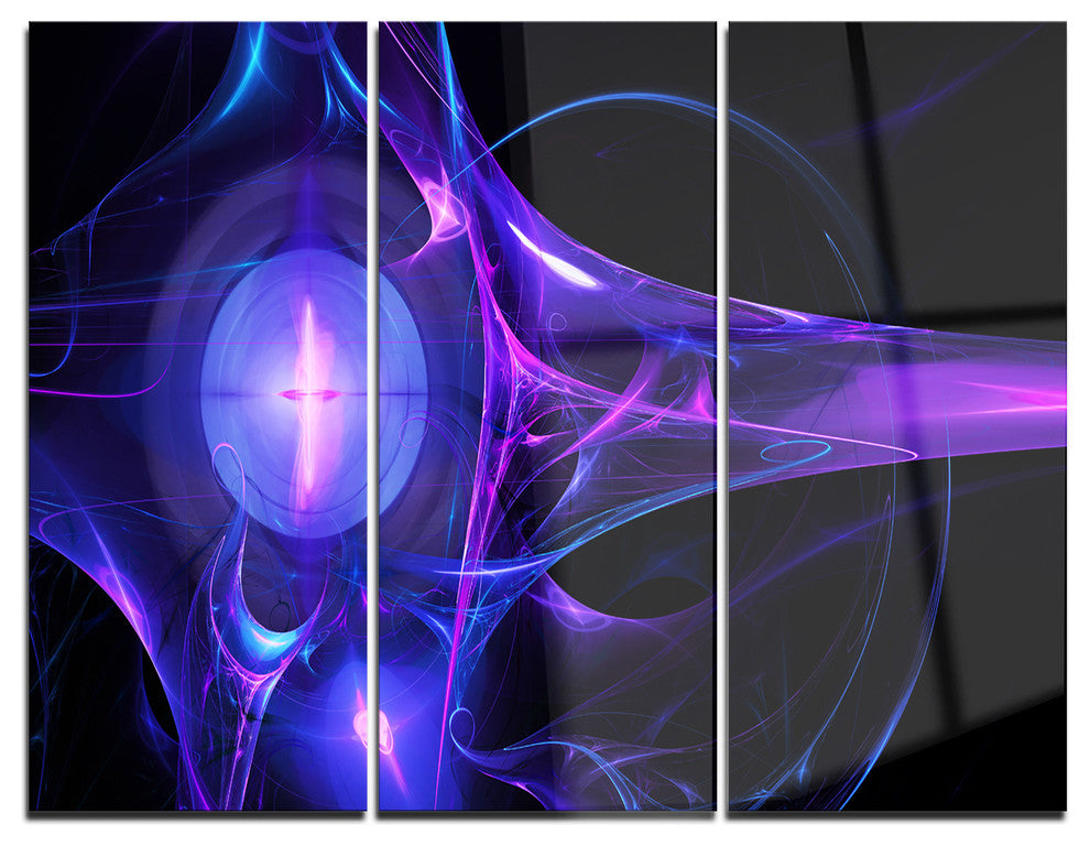 "Purple Bright Candle" Digital Metal Wall Art, 3 Panels, 36"x28"