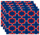 18"x14" Bohemian 2, Geometric Print Placemat, Blue, Set of 4