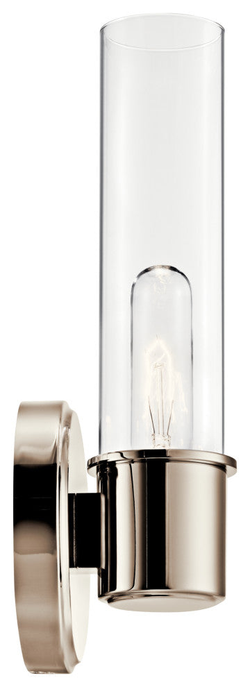 Aviv 13" 1 Light Wall Sconce With Clear Glass, Polished Nickel