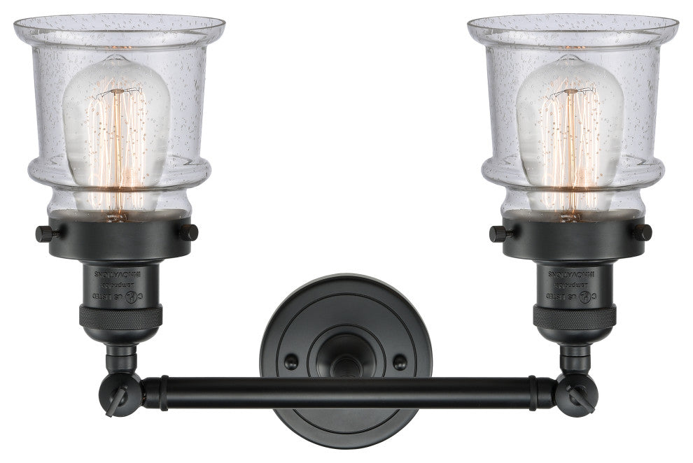 Small Canton 2-Light Bath Vanity-Light, Matte Black, Seedy