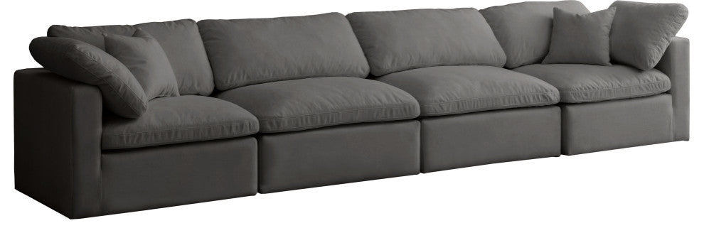 Plush Velvet / Down Standard Comfort Modular Sofa, Gray, 4-Piece: 2 Armless Chair, 2 Corner Chair