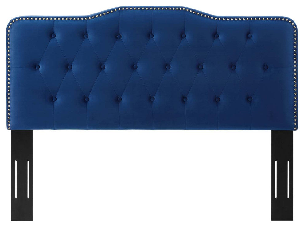 Tufted Headboard, King Size, Velvet, Blue Navy, Modern Contemporary, Bedroom