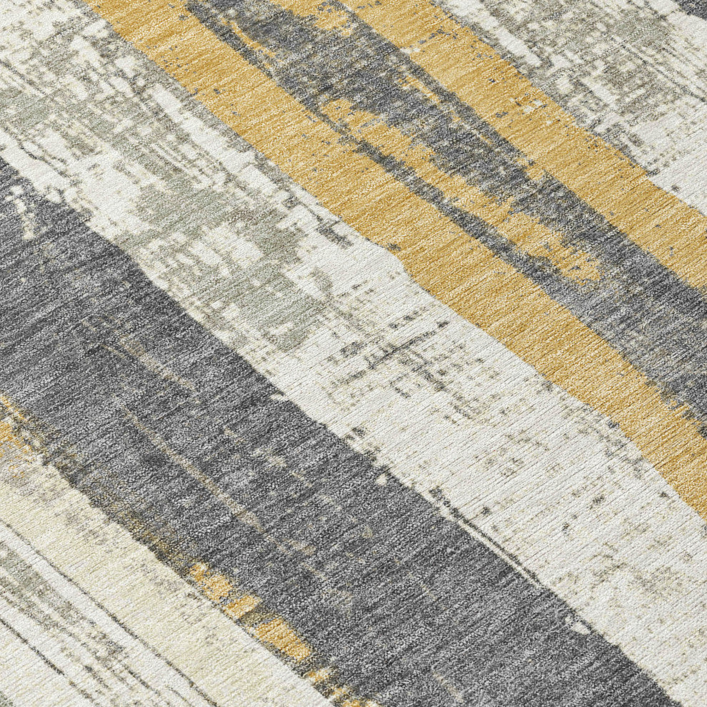 Machine Washable Indoor/Outdoor Chantille ACN1872 Gold 8' x 8' Round Rug