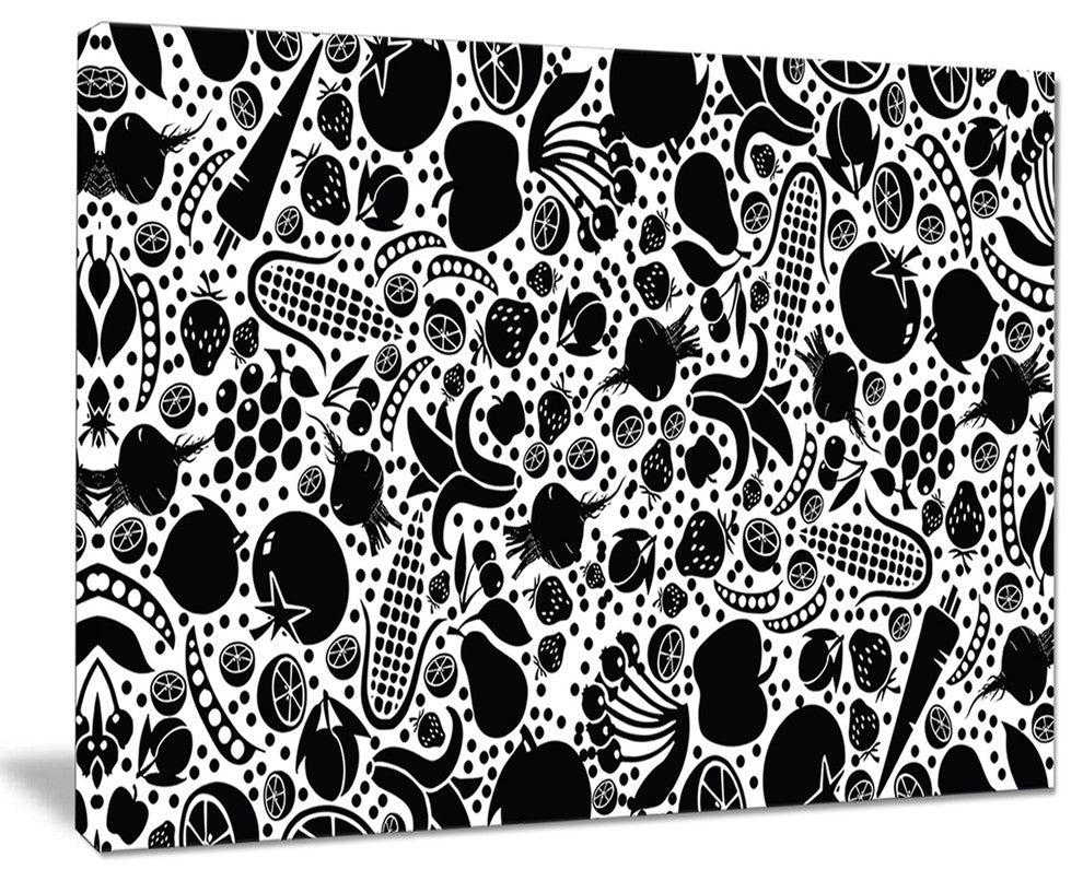 "Fruits and Vegetables Pattern" Floral Art Canvas Print, 20"x12"