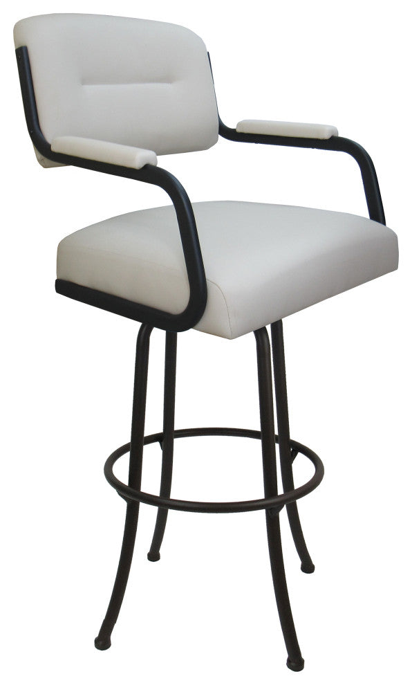 Swivel Counter Metal Bar Stool, Ocean Beige Vinyl, Brown, 26"