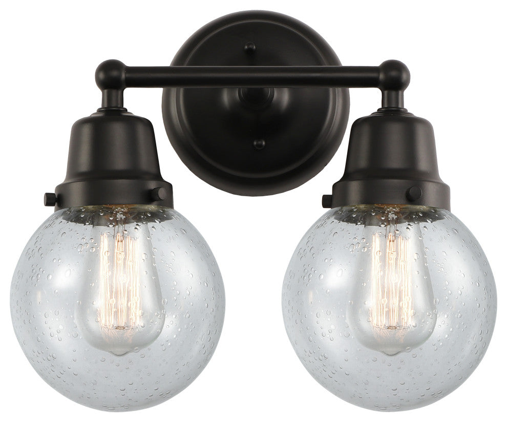 Innovations 623-2W-BK-G204-6 2-Light Bath Vanity Light, Matte Black
