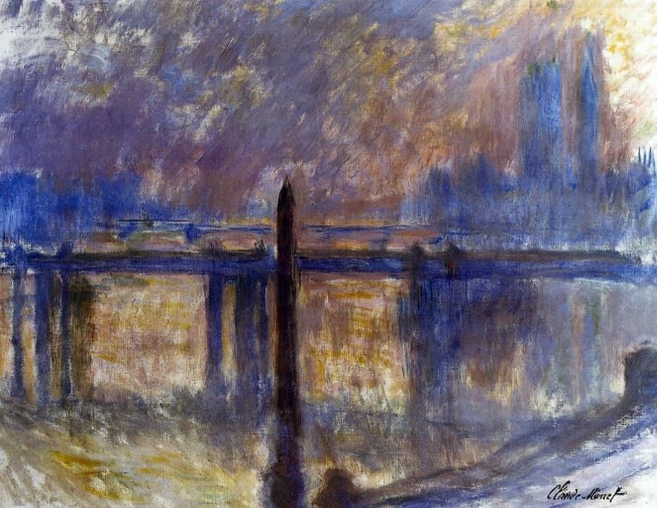 Claude Oscar Monet Cleopatra's Needle and Charing Cross Bridge Wrapped Canvas